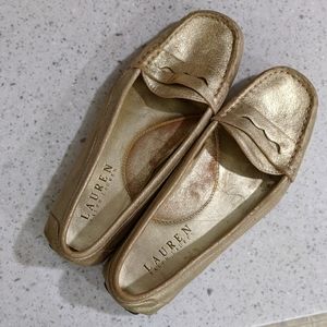 Ralph Lauren gold leather loafers size 7b